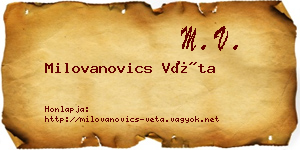 Milovanovics Véta névjegykártya